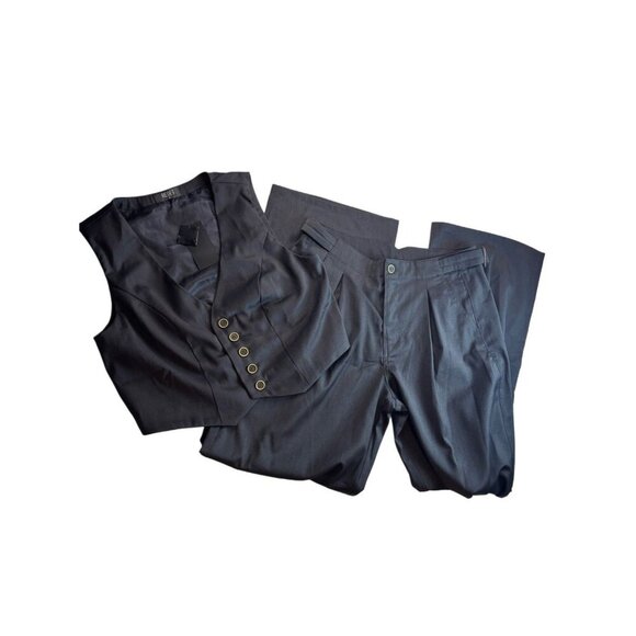 Reset By Jane Black Pants & Adjustable Matching Vest Set, Size Medium NWT - Picture 1 of 8